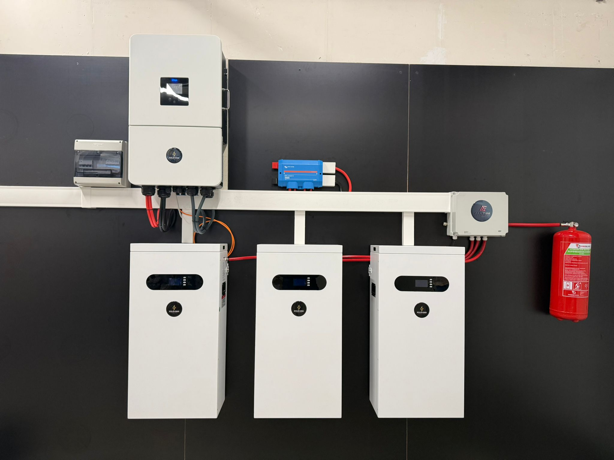 Automatische brandbeheersing voor opgeslagen lithium-ion batterijen