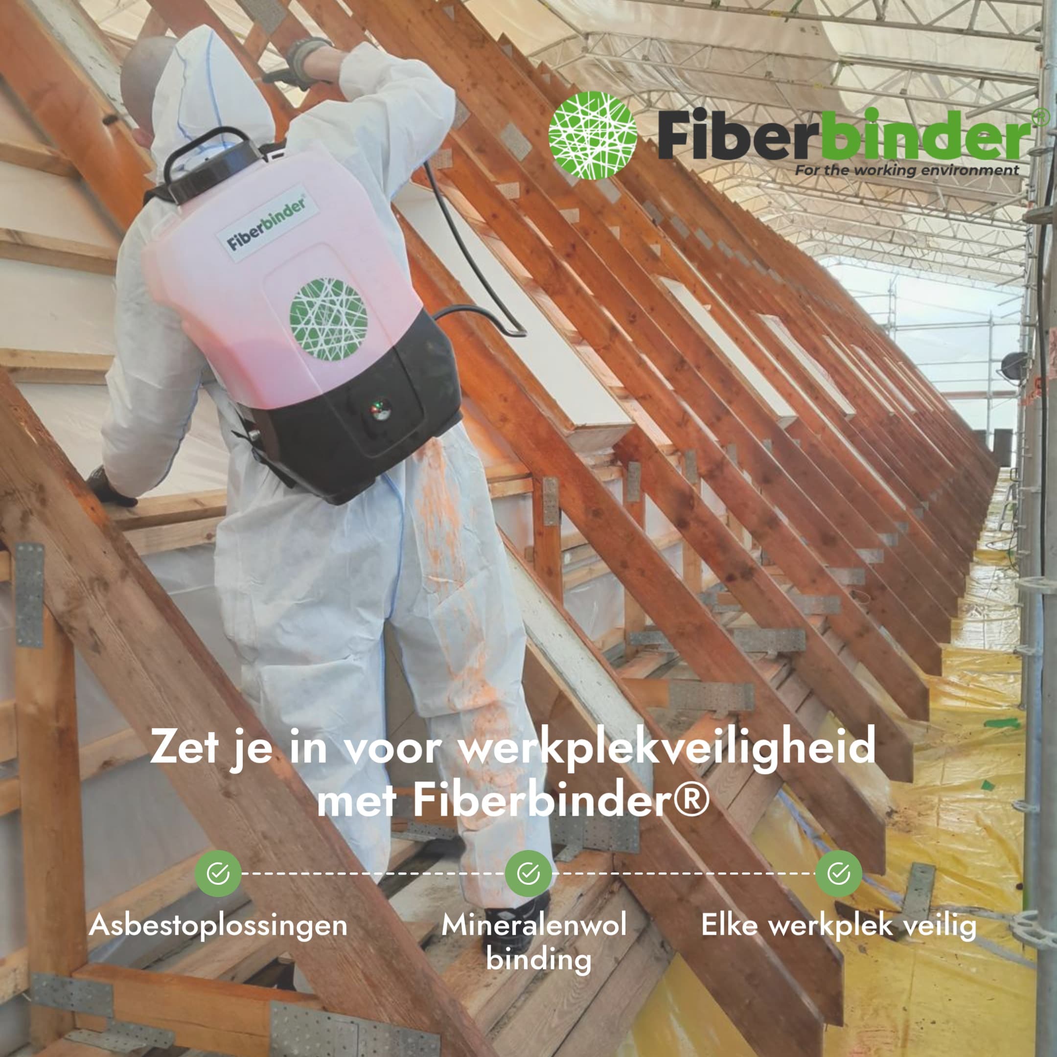 Bindmiddel voor vezels van asbest en andere schadelijke vezels