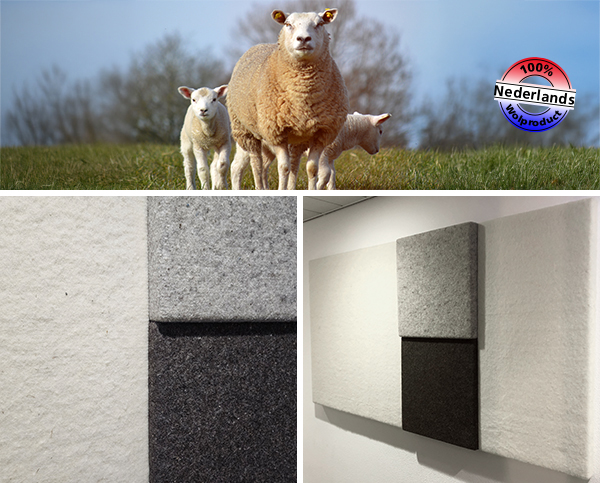 Akoestische, vilten wandpanelen van Nederlandse wol